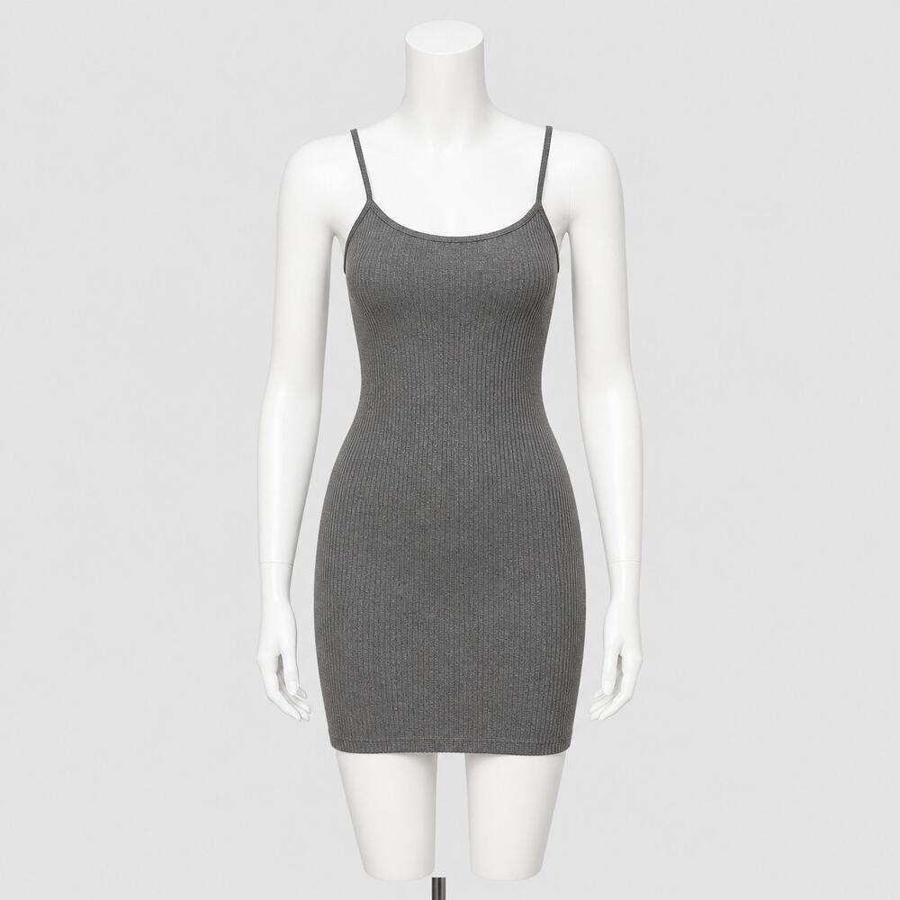 Topshop Ribbed Bodycon Mini Fitted Dress - Gray - Size 2